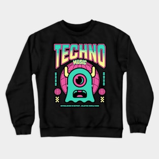 TECHNO  - One Eyed Alien (green/yellow/pink) Crewneck Sweatshirt